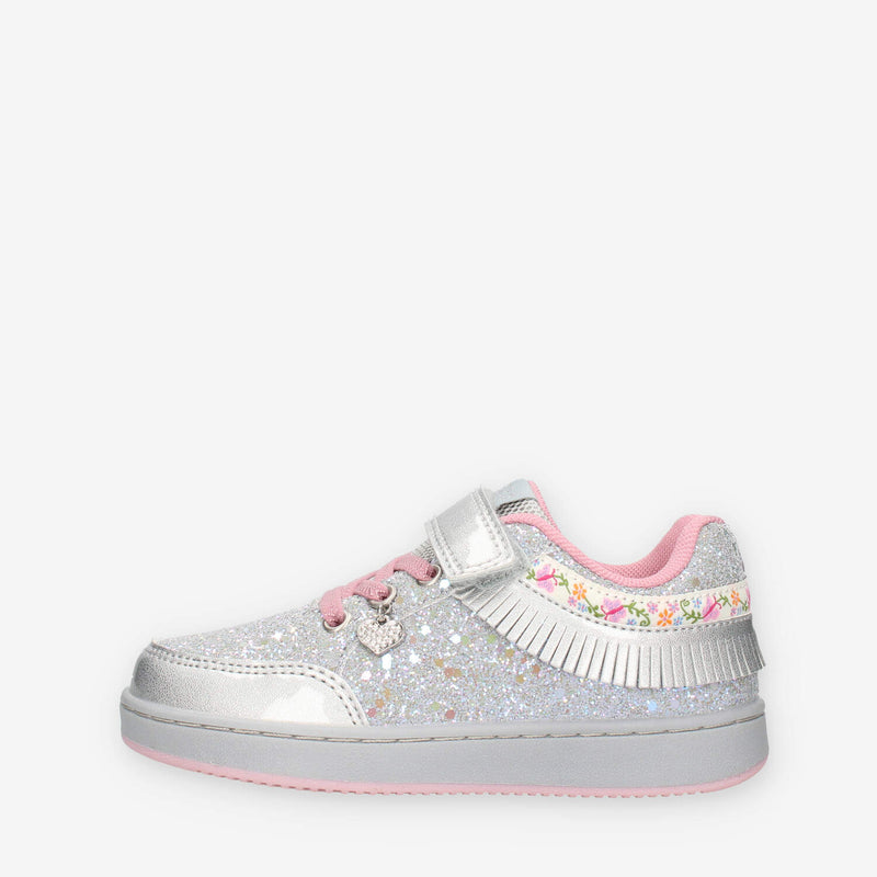 LKAA8090-GR86 Lelli Kelly Frangetta Mix Sneakers grigio chiaro e rosa con glitter