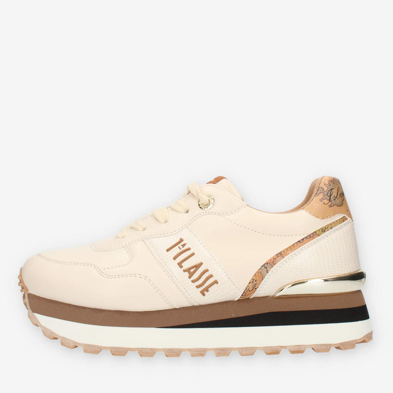 Alviero Martini Prima Classe linea Junior Sneakers latte e Geo beige