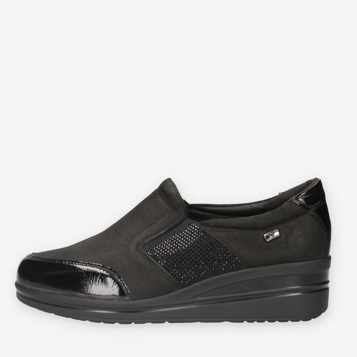 36200A-NERO Valleverde Slip on nere da donna