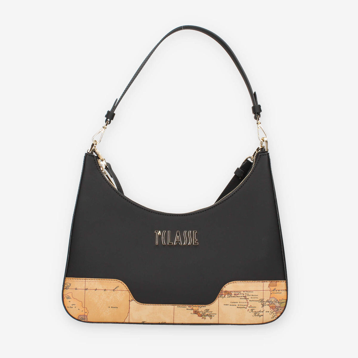 Alviero Martini Prima Classe LMLE01-9636-0001 Borsa a spalla gommata nera e Geo Classic