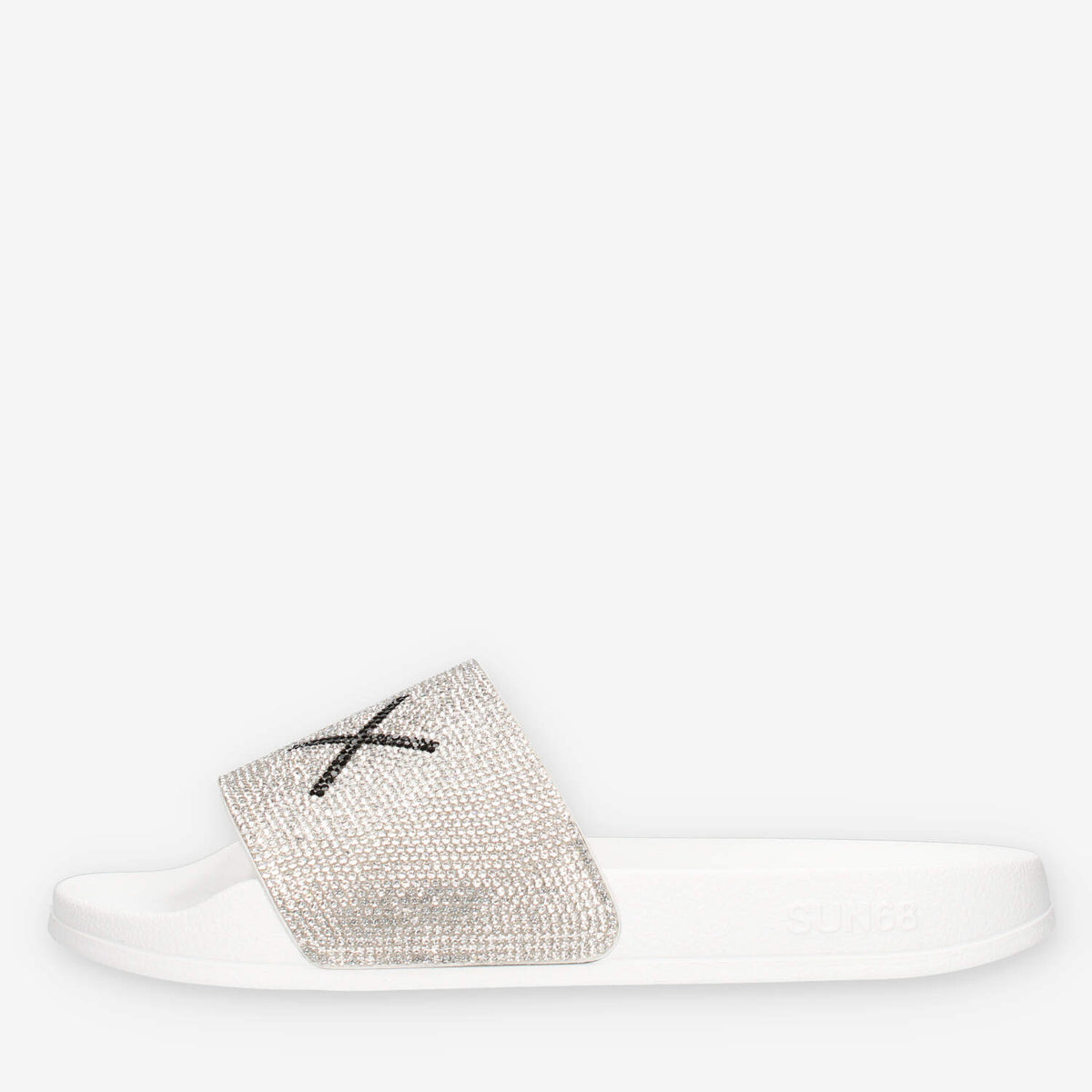 Sun 68 X36211-01BIANCO SLIPPERS STRASS LOGO Ciabatte bianche da donna