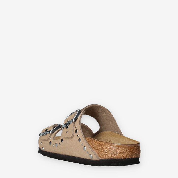Birkenstock 1031708 Arizona Rivet Border Kids Sandali scalzati taupe da bimba (calzata stretta)