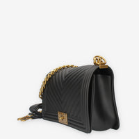 FLAT M_24-BLACK / LIGHT OTTONE Marc Ellis Borsa a tracolla nera e ottone