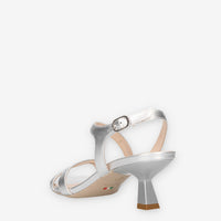 Nero Giardini E513222DE-700 Sandali argento da donna con tacco svasato