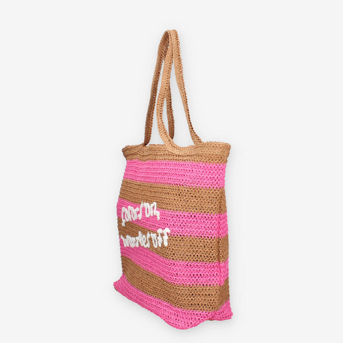 Colors of California HC.HOLLY03-TAN Borsa a spalla marrone e rosa in raffia