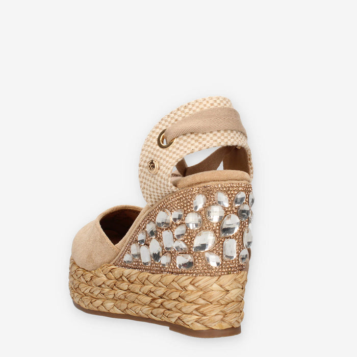 Xti Tentations 143995-BEIGE Espadrillas beige da donna con zeppa