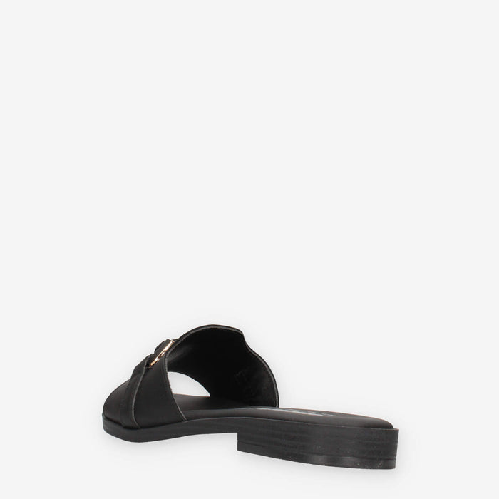 Bio Natura PO04-PELLE-NERO Ciabattine nere da donna
