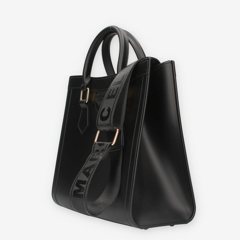 FLAT WOOD M_24-BLACK / GOLD Marc Ellis Borsa a mano nera e oro