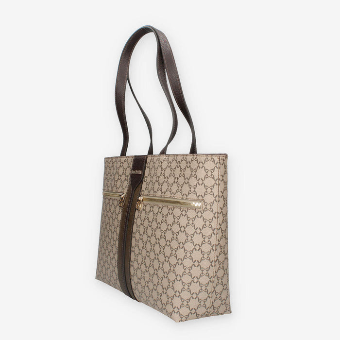 I443840D-437 Nero Giardini Borsa shopping logata beige e testa di moro