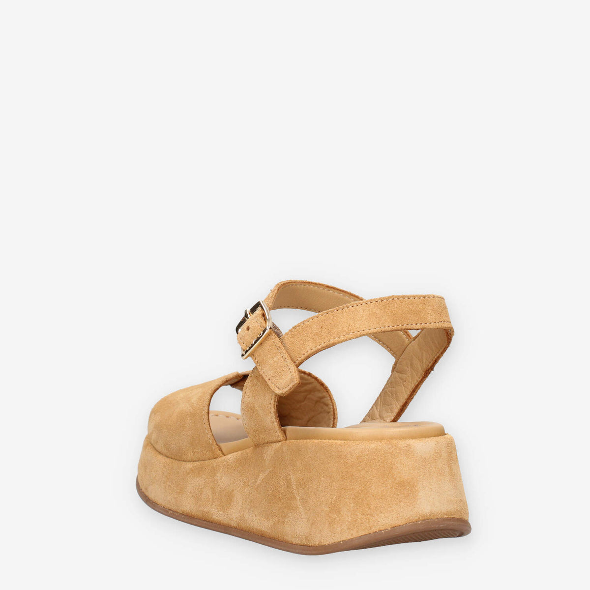 Frau 04B2-LION Sandali beige da donna con la zeppa