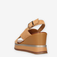 Inuovo B37010-SD-COCONUT Sandali cuoio con zeppa