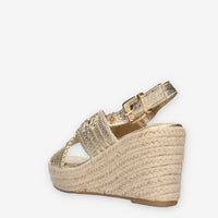 Xti Tentations 145332-ORO Sandali platino da donna con zeppa