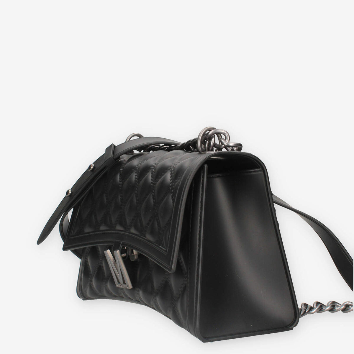 FLAT RHOMBUS M_24-BLACK / SATIN CDF Marc Ellis Borsa a tracolla nera e canna di fucile