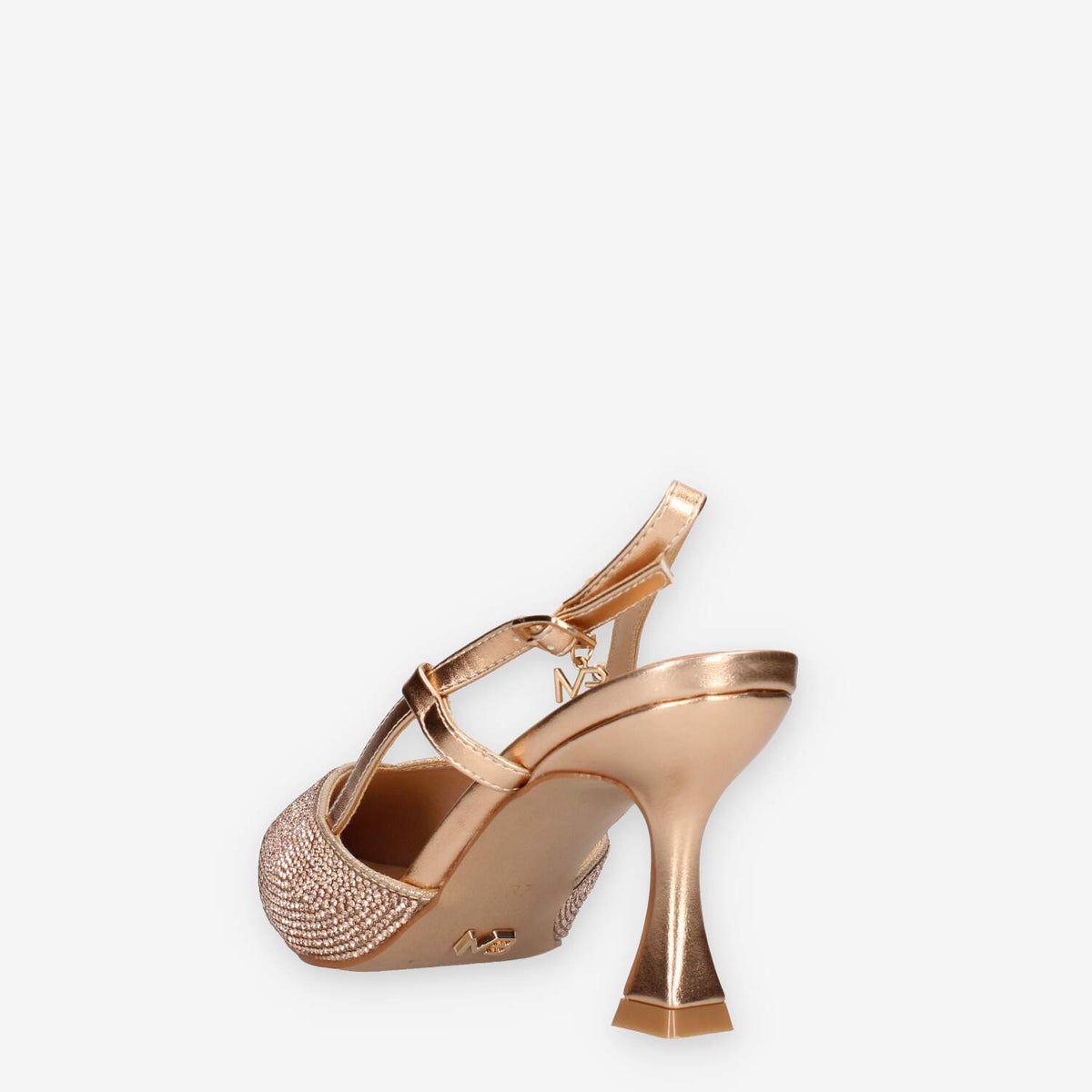 Miabelle MB-46-ORO-ROSA Decolletè oro rosa aperte dietro con strass