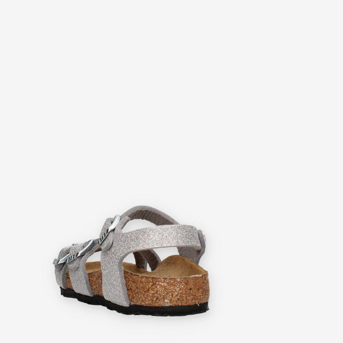 Birkenstock 1030536 Kumba Kids Sandali argento glitterati da bimba (calzata stretta)