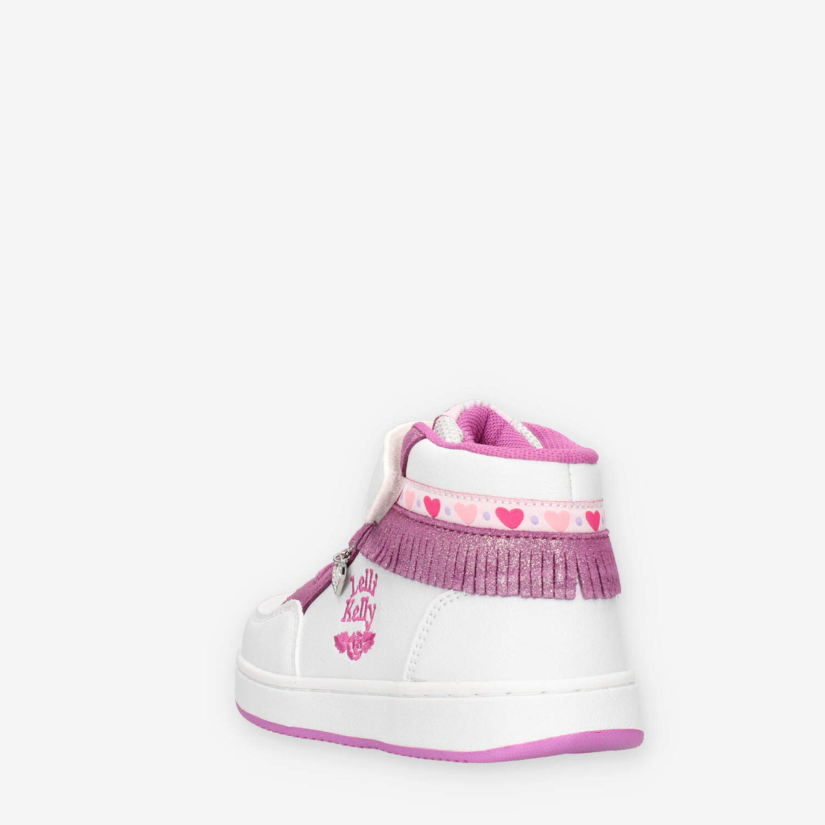 LKAA8096-BIPO Lelli Kelly Frangetta Mix Sneakers alte bianche e porpora con glitter