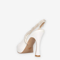 Miabelle MB67-LIZ-BIANCO Decolletè bianche aperte dietro con strass