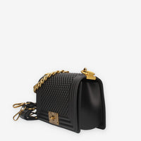 FLAT S BALL_24-BLACK / LIGHT OTTONE Marc Ellis Borsa a tracolla nera e ottone