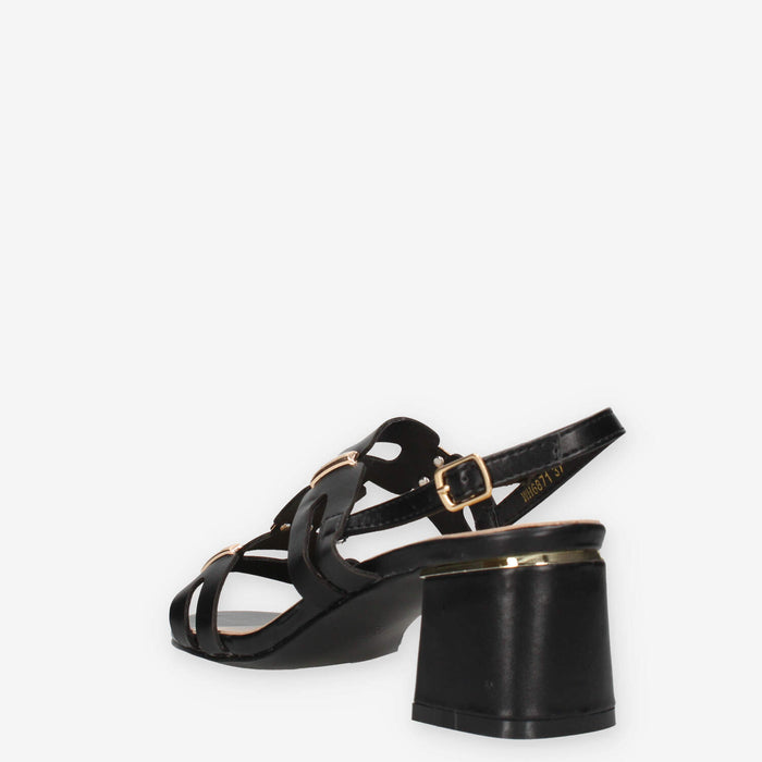 Marina Torres WH6871-BLACK Sandali neri con applicazioni metalliche