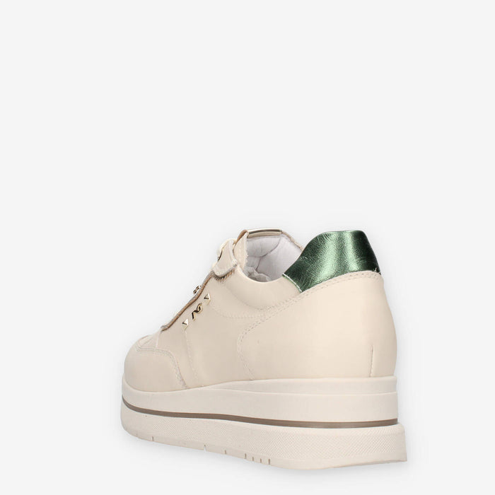 Nero Giardini I514103D-710 Sneakers beige e verdi con applicazione