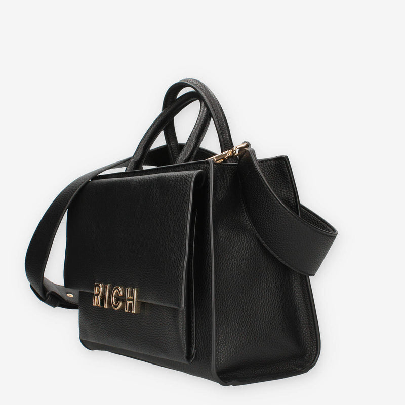 John Richmond RWA24079BO9L-BLACK-GOLD Borsa a mano nera e oro