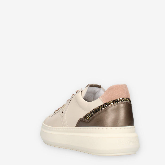 Nero Giardini I514160D-710 Sneakers beige da donna con glitter