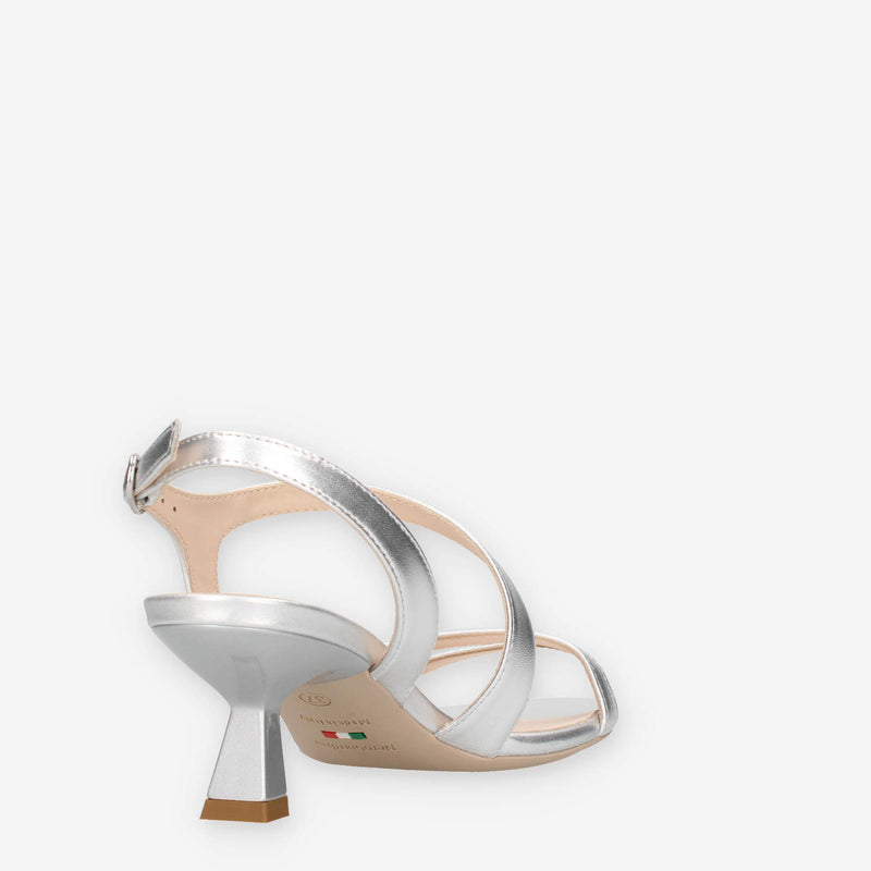 Nero Giardini E513222DE-700 Sandali argento da donna con tacco svasato