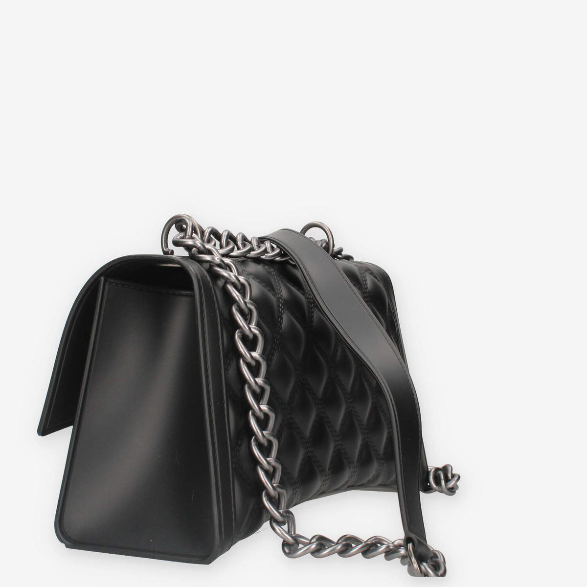 FLAT RHOMBUS M_24-BLACK / SATIN CDF Marc Ellis Borsa a tracolla nera e canna di fucile