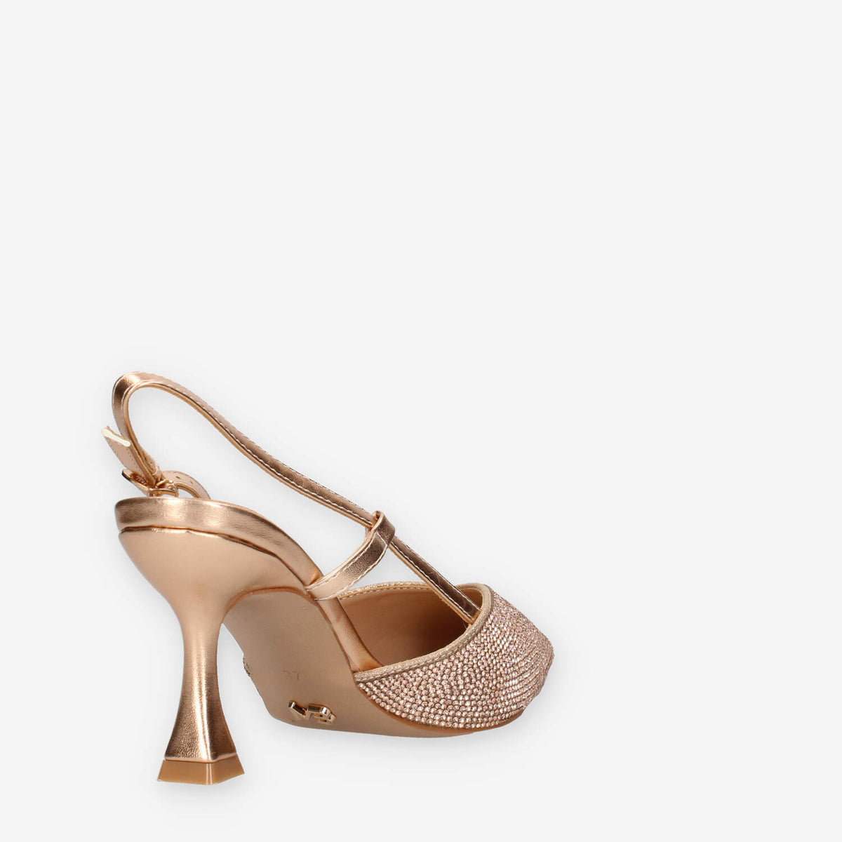 Miabelle MB-46-ORO-ROSA Decolletè oro rosa aperte dietro con strass