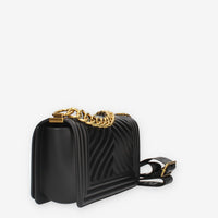 FLAT S_24-BLACK / LIGHT OTTONE Marc Ellis Borsa a tracolla nera e ottone