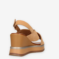 Inuovo B37010-SD-COCONUT Sandali cuoio con zeppa