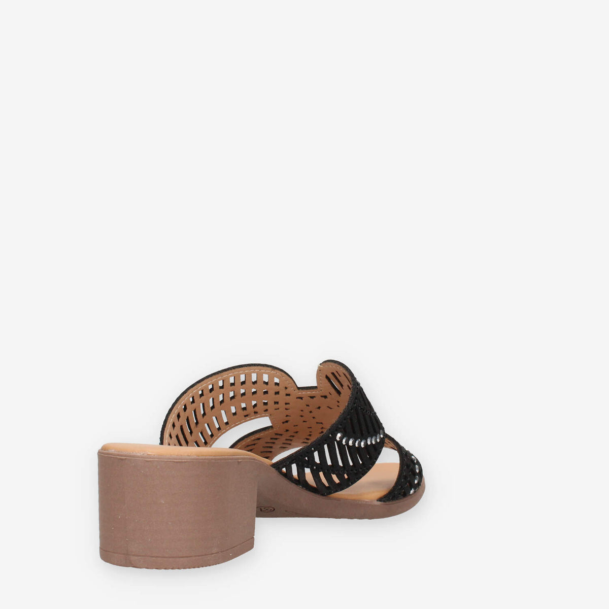 Clia Walk CHIC28-NERO Sandali neri scalzati con strass e tacco