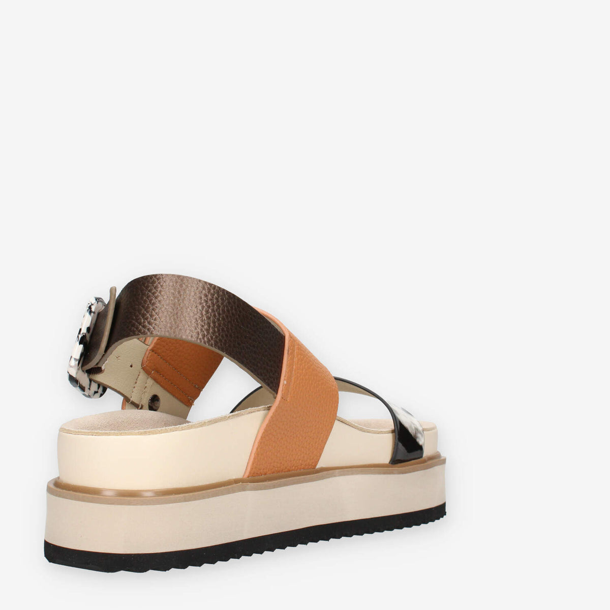 Anekke 42381-423 Sandali da donna cuoio e neri con zeppa