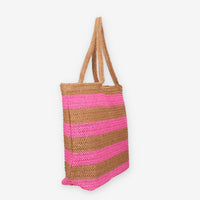 Colors of California HC.HOLLY03-TAN Borsa a spalla marrone e rosa in raffia
