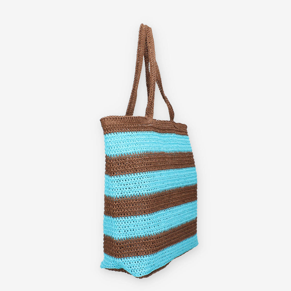 Colors of California HC.HOLLY03-MOKA Borsa a spalla marrone e azzurra in raffia