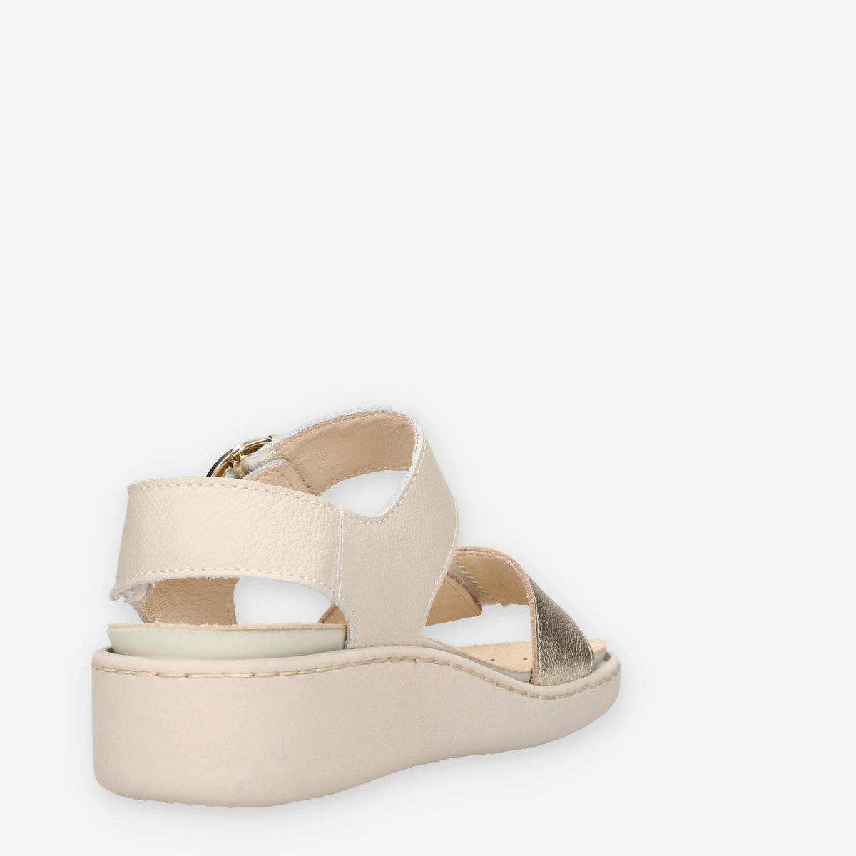 Enval Soft 1278322-PLATINO/BIANCO Sandali platino da donna con zeppetta