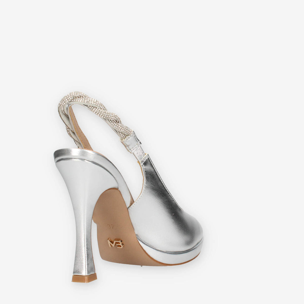 Miabelle MB67-VIT-ARGENTO Decolletè argento aperte dietro con strass