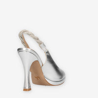 Miabelle MB67-VIT-ARGENTO Decolletè argento aperte dietro con strass