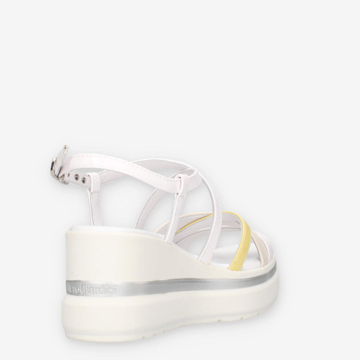 Nero Giardini E513511D-707 Sandali bianchi da donna con zeppa