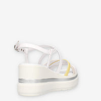 Nero Giardini E513511D-707 Sandali bianchi da donna con zeppa