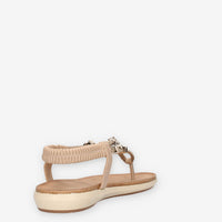 Marina Torres 8096-35-GOLD Sandali infradito bassi beige e oro con strass e pietre