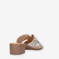 Clia Walk CHIC28-BEIGE Sandali beige scalzati con strass e tacco
