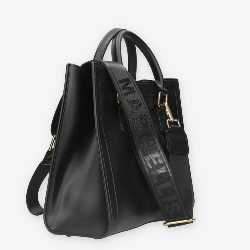 FLAT WOOD M_24-BLACK / GOLD Marc Ellis Borsa a mano nera e oro