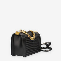 FLAT S BALL_24-BLACK / LIGHT OTTONE Marc Ellis Borsa a tracolla nera e ottone