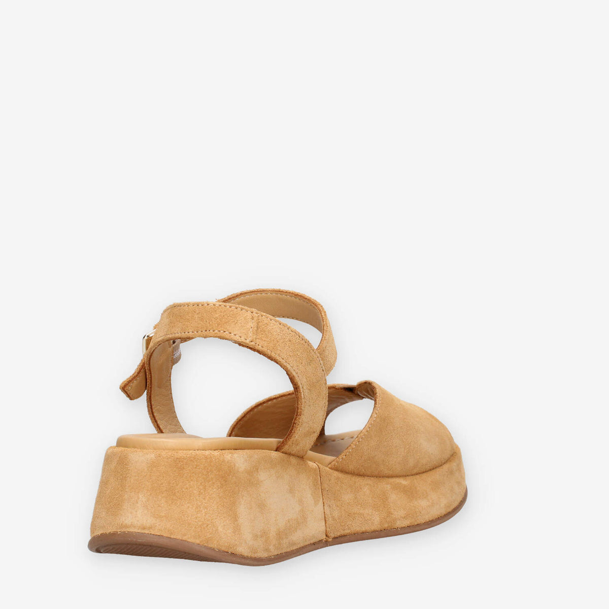 Frau 04B2-LION Sandali beige da donna con la zeppa