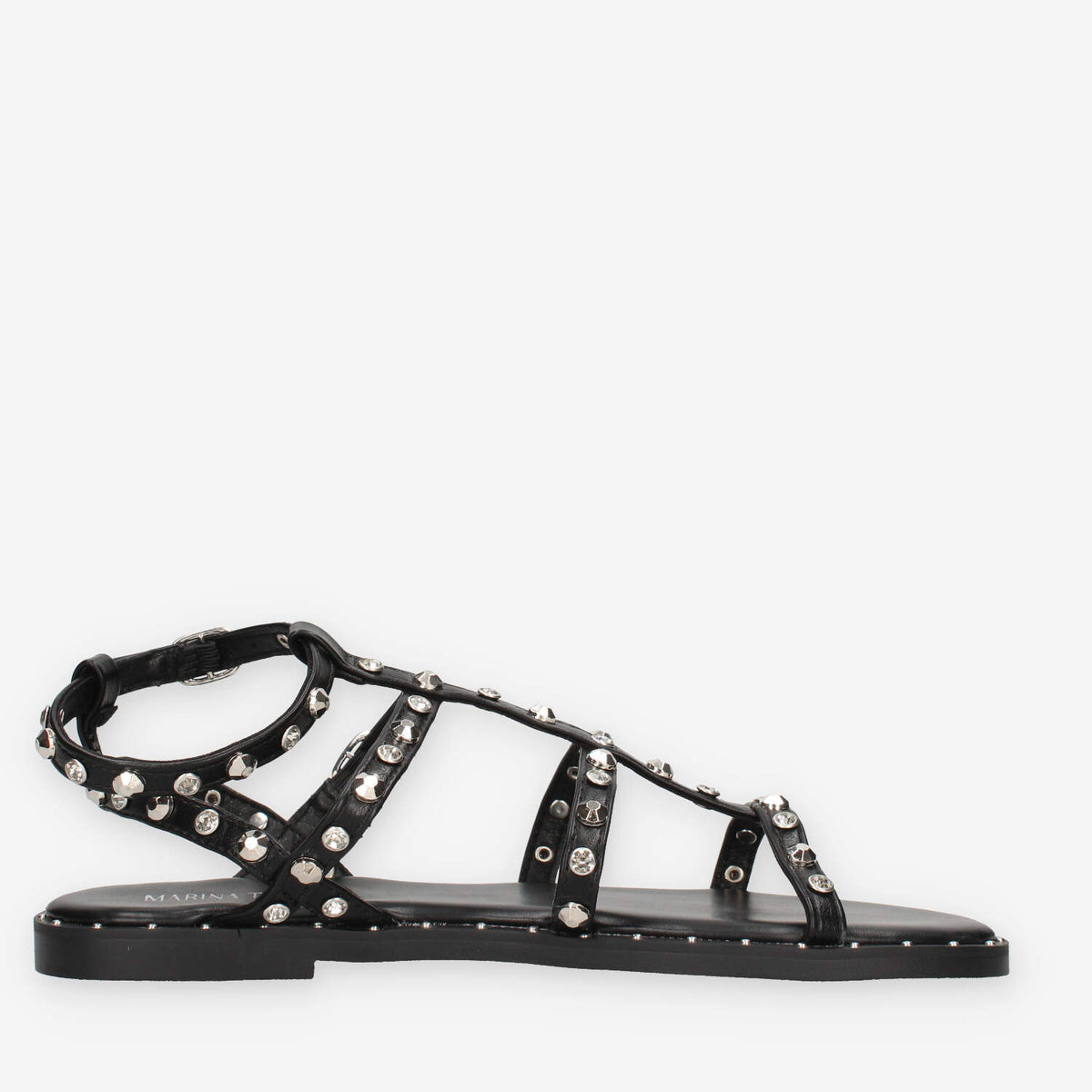 Marina Torres J41201-80-BLACK Sandali neri con borchie