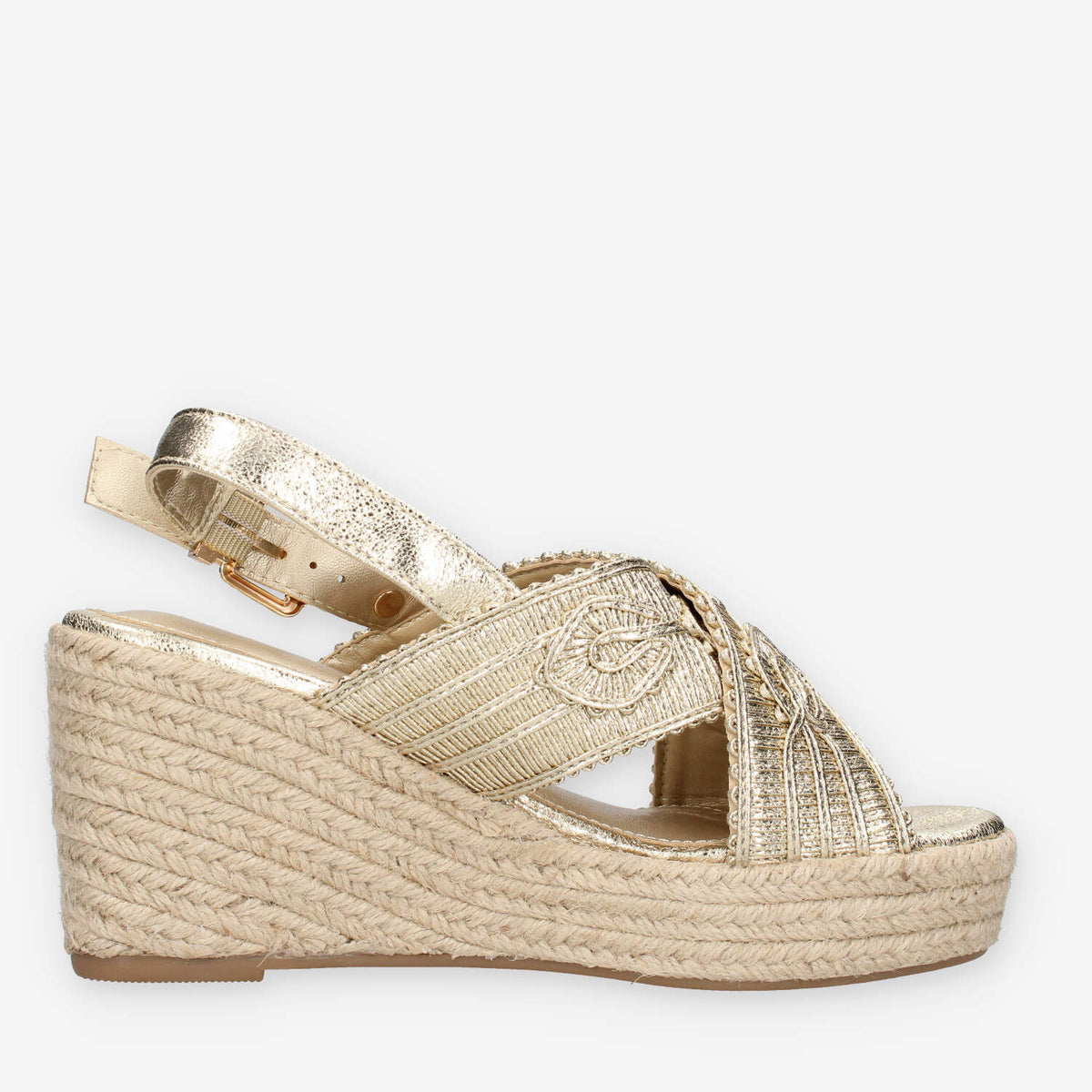 Xti Tentations 145332-ORO Sandali platino da donna con zeppa
