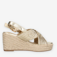 Xti Tentations 145332-ORO Sandali platino da donna con zeppa