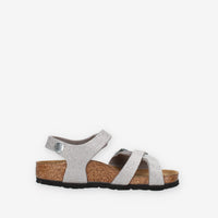 Birkenstock 1030536 Kumba Kids Sandali argento glitterati da bimba (calzata stretta)
