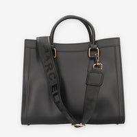 FLAT WOOD M_24-BLACK / GOLD Marc Ellis Borsa a mano nera e oro